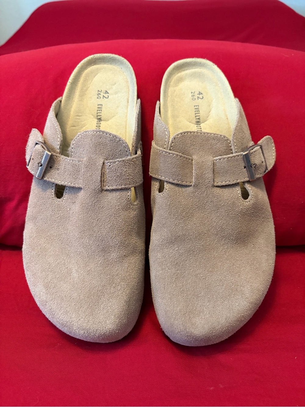 Evellyhootd Suede Slip-On Clog Mule in Taupe